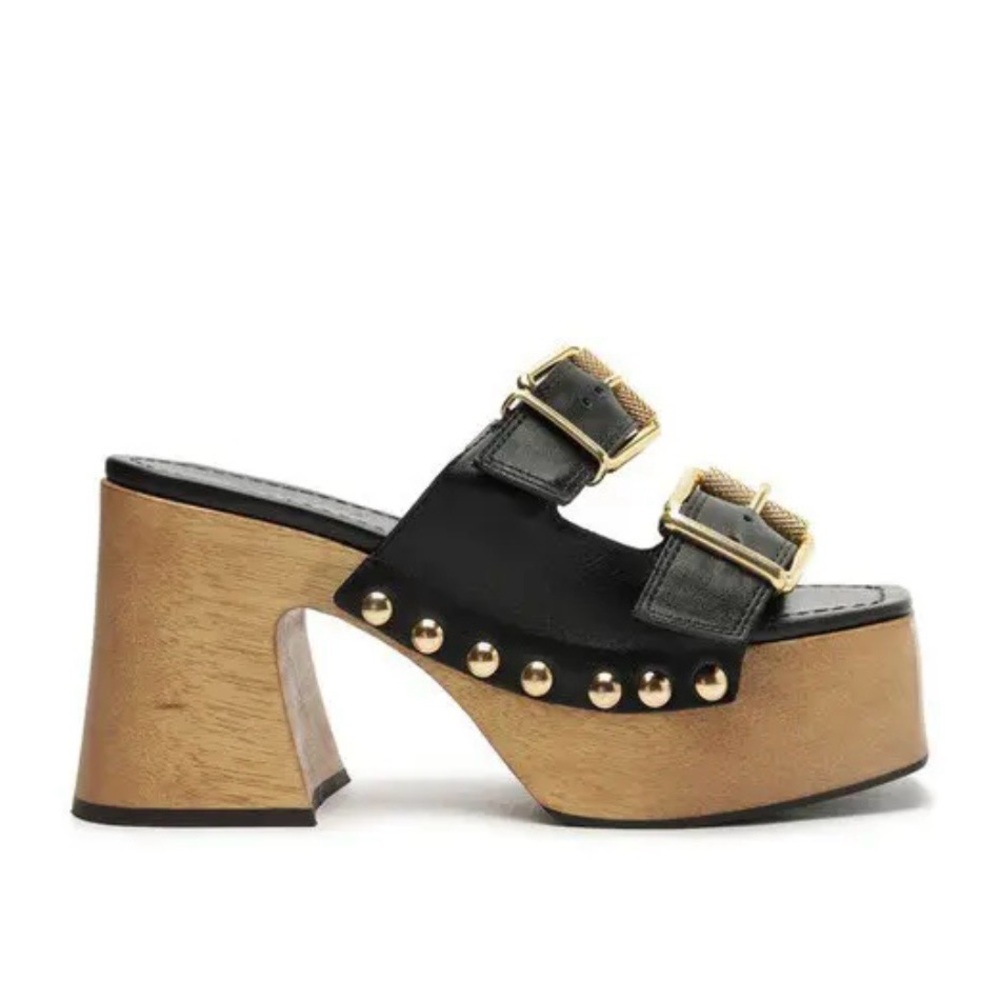 Schutz Kayleigh platform block heel black boho sandals